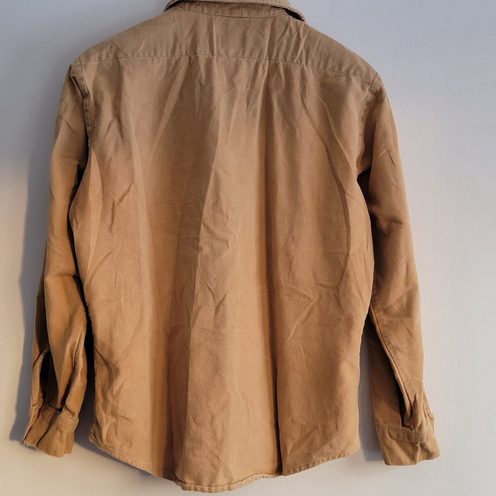 Vintage Five Brothers Shirt Large Tan Chamois Flannel Cotton Button Up 15-M-15.5 - Picture 8 of 11